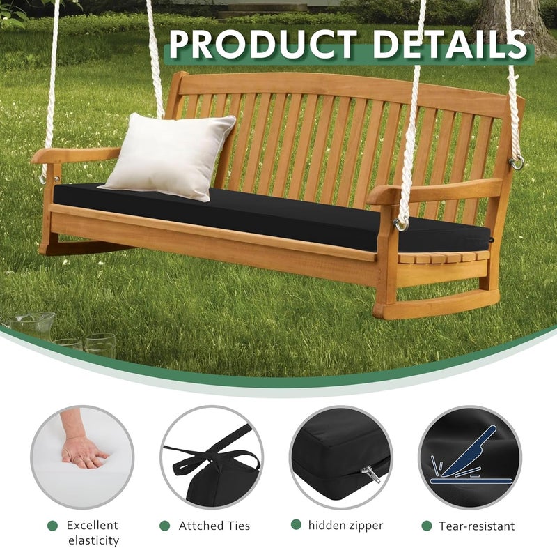 Summsun Outdoor Bench Cushion: Waterproof and Fade Resistant Patio Furniture Cushions - Non-Slip Bench Pad Cushion with Removable Cover for Garden Swing Porch Sofa Settee, 42 x 18 Inch, Black - Image 4